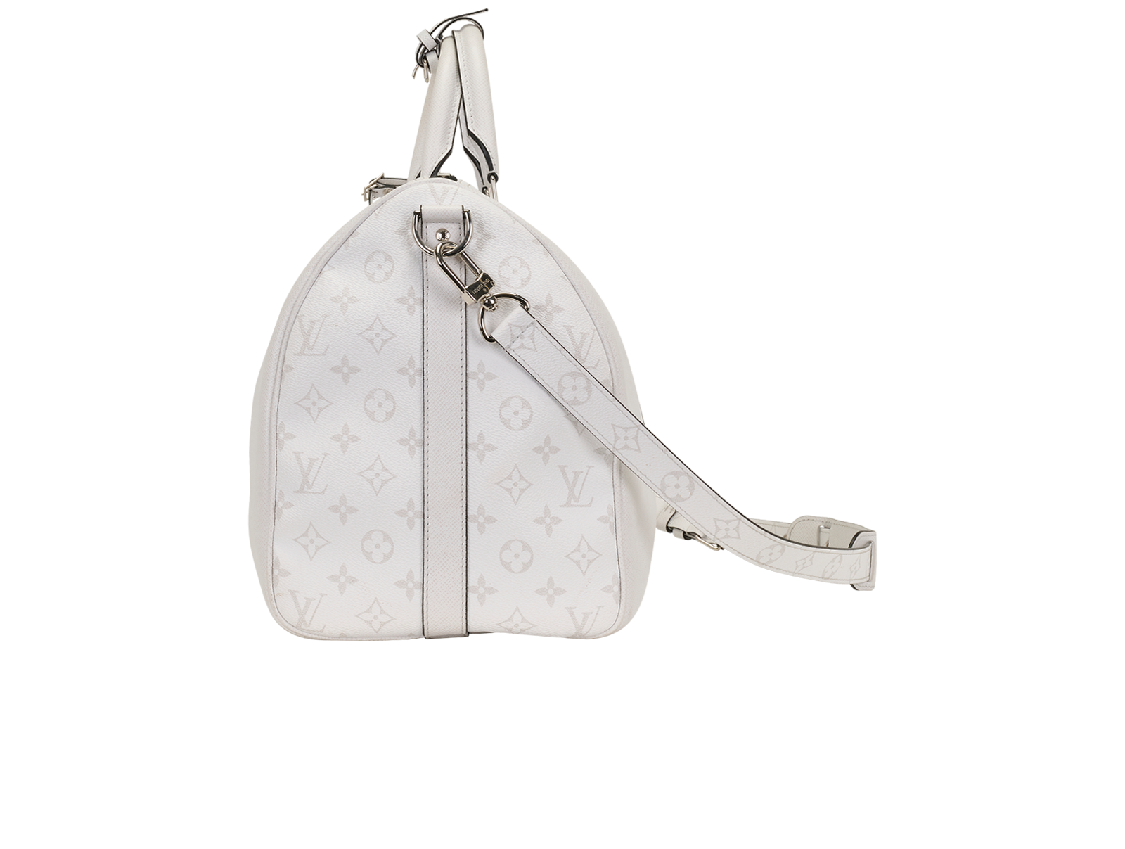 Keepall Bandouliere 50, &pound;1,500, Handbags, White, Canvas/Leather, Bottom view